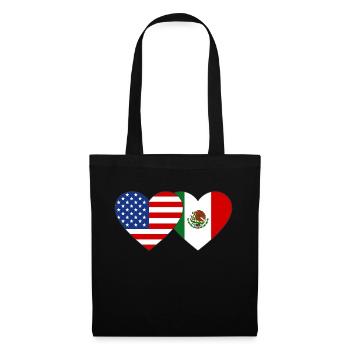 USA Meksiko Flag Heart - Tote Bag - black - Front
