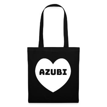 Herz Azubi weiss - Stoffbeutel - Schwarz - Vorne