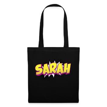 Sarah Custom Name Comic Book Style Pop Art, Sarah - Tote Bag - black - Front