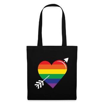 Flèche arc-en-ciel coeur fierté - Sac en tissu - noir - Devant