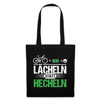 Fahrrad E-Bike Mountainbike Lächeln statt Hecheln! - Stoffbeutel - Schwarz - Vorne