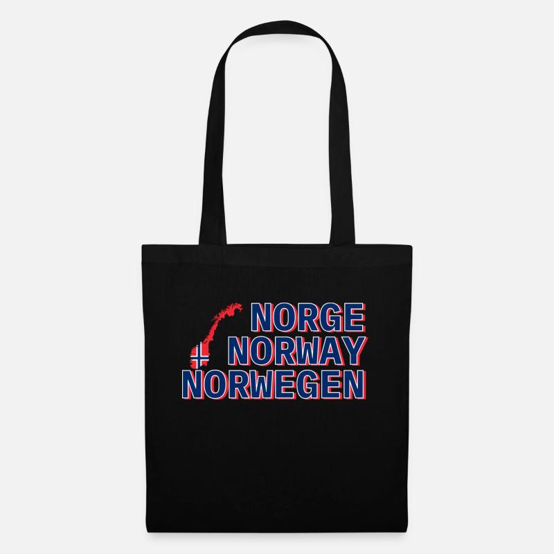 Norway with 3 lettering in 3 languages - Tote Bag - black