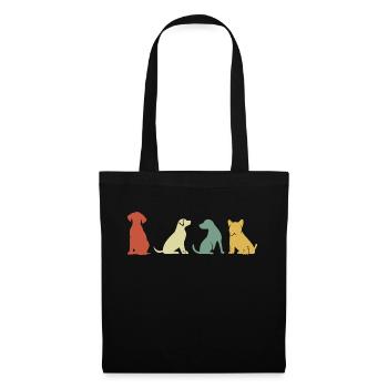 Vintage Retro Hunde - Stoffbeutel - Schwarz - Vorne