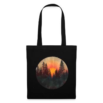 coucher de soleil forêt silhouette extérieur rétro des années 80 vibe 3 - Sac en tissu - noir - Devant