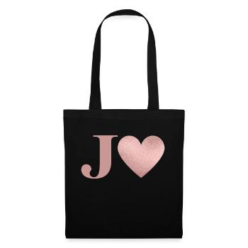 Letter j heart rose gold - Tote Bag - black - Front