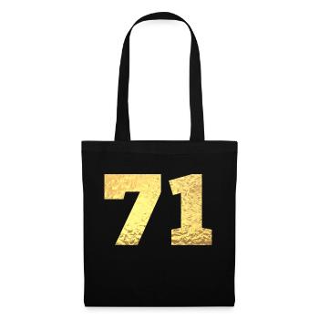 71 Gold Glitter - 71 Geburtstag - Stoffbeutel - Schwarz - Vorne