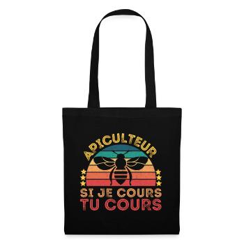 Apiculteur si je cours,tu cours humour apiculture - Sac en tissu - noir - Devant
