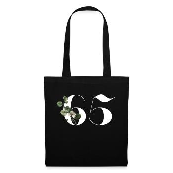 Numéro 65 floral vert - 65e anniversaire floral - Sac en tissu - noir - Devant