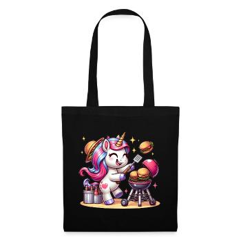 Licorne BBQ mignonne - Sac en tissu - noir - Devant