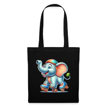 Cute Inline Skater Elephant - Tote Bag - black - Front