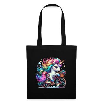 Licorne cycliste mignonne - Sac en tissu - noir - Devant