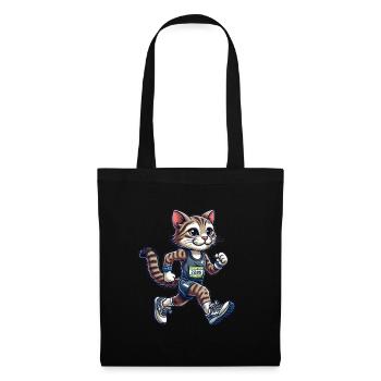Cute Marathon Runner Cat - Tote Bag - black - Front