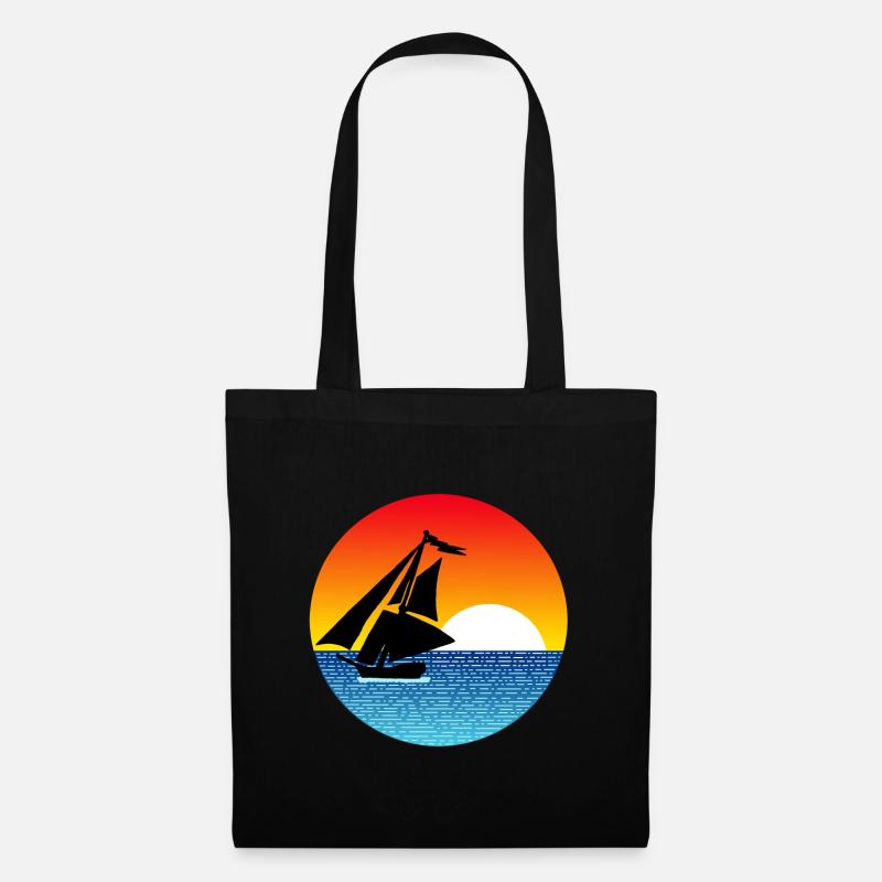Boot und Sonnenuntergang - Stoffbeutel - Schwarz