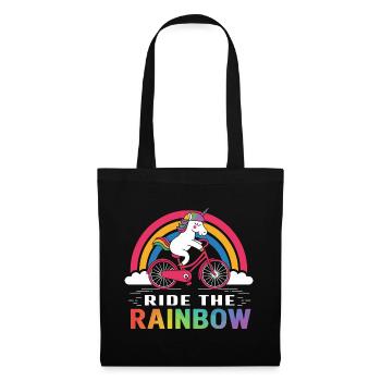 Unicorn Bicycle Ride Rainbow Tee - Tote Bag - black - Front