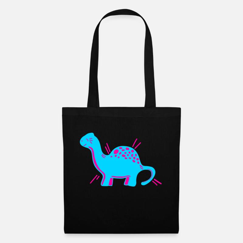 Dino Dinosaurier niedlich süß cartoon comic Pink - Stoffbeutel - Schwarz