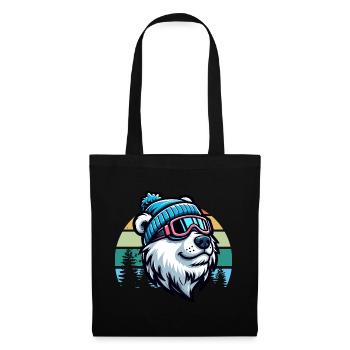 Ski Bear Polar Bear Ski Goggles Retro Skiing Ski Vacation - Tote Bag - black - Front