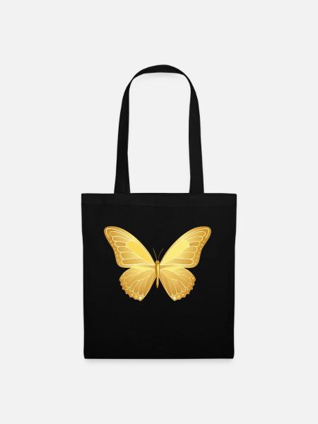 Golderner Schmetterling - Stoffbeutel - Schwarz