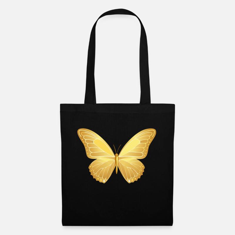 Golderner Schmetterling - Stoffbeutel - Schwarz