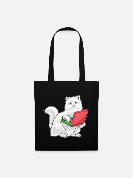 Persische Katze Pizza - Stoffbeutel - Schwarz