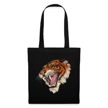 Brüllend Tiger Wildkatze Geschenk Freiheit Natur - Stoffbeutel - Schwarz - Vorne