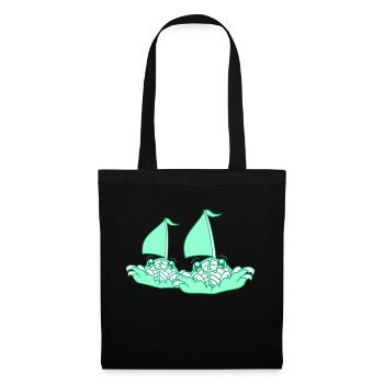 Two Sailing Ships Faces Cartoon Team Competition - Tote Bag - black - Front