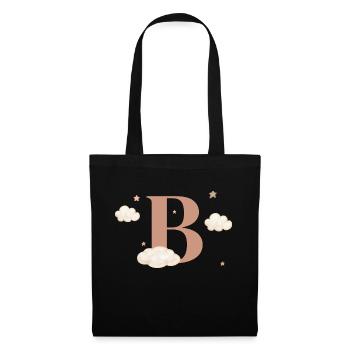 Lettre b nuages étoiles - Sac en tissu - noir - Devant