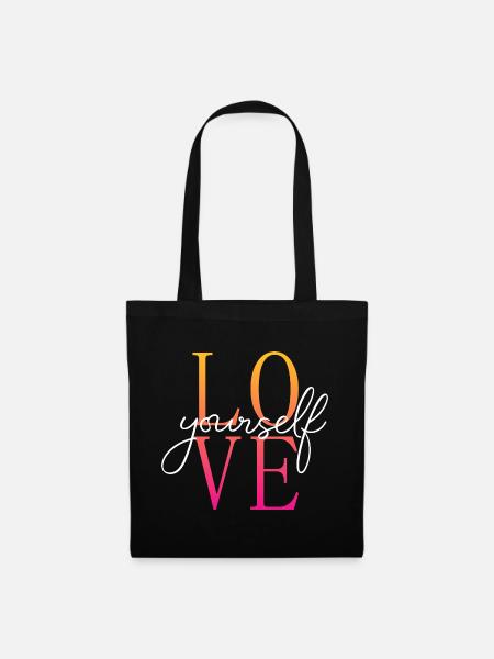 Love yourself / Selbstliebe / Liebe dich selbst - Stoffbeutel - Schwarz