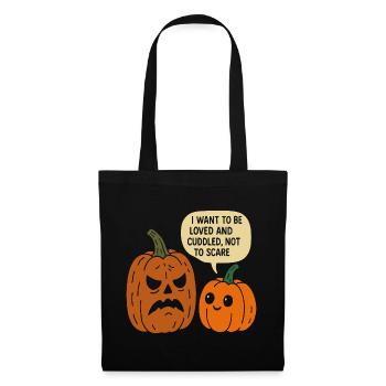 Duo de citrouilles d’Halloween câlins - Sac en tissu - noir - Devant