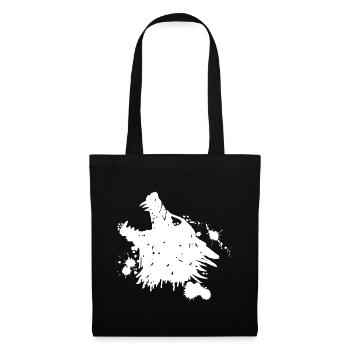 Loup blanc qui hurle - Sac en tissu - noir - Devant