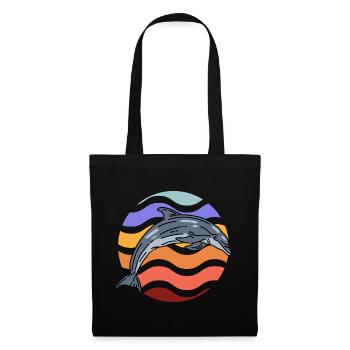 Dolphin in wave pattern - Tote Bag - black - Front