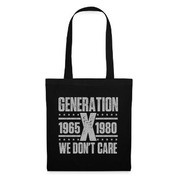 Generation X ist uns egal Lustiges Nostalgie-Zitat - Stoffbeutel - Schwarz - Vorne