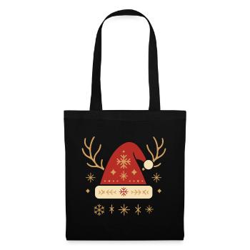 Nordic Weihnachten Nikolausmütze mit Geweih - Stoffbeutel - Schwarz - Vorne