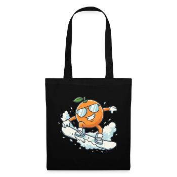 Coole Snowboard Orange mit Sonnenbrille - Stoffbeutel - Schwarz - Vorne