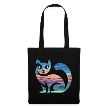 Colorful Cat Silhouette With Sunset And - Tote Bag - black - Front