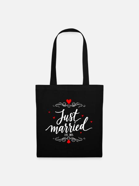 Just Married Wedding Design - Tote Bag - black