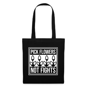 Cueillez des fleurs, pas des disputes, fleurs Paix Logo drôle - Sac en tissu - noir - Devant