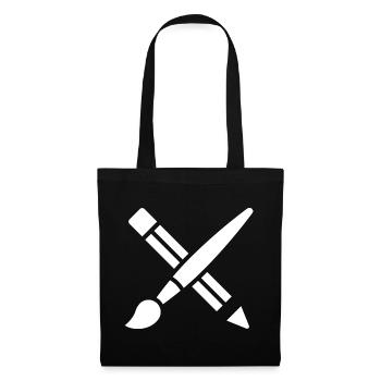 Pinceau, crayon, bricolage, icône artistique - Sac en tissu - noir - Devant