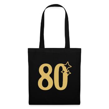 80th Birthday 80th Anniversary Gold Star - Tote Bag - black - Front
