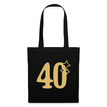 40th Birthday 40th Anniversary Gold Star - Tote Bag - black - Front