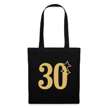 30th Birthday 30th Anniversary Gold Star - Tote Bag - black - Front