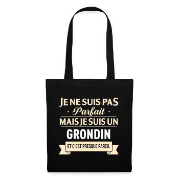 Je Ne Suis Pas Parfait Mais Je Suis Un Grondin ... - Sac en tissu - noir - Devant