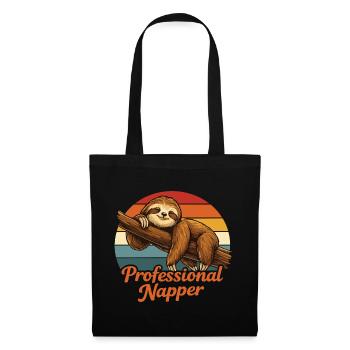 Professional Napper Sloth Shirt Funny Lazy - Stoffbeutel - Schwarz - Vorne