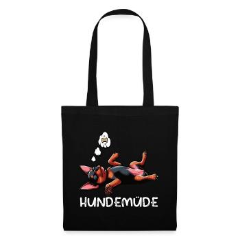 Hundemüde Zwergpinscher Pinscher Pinscherbesitzer - Stoffbeutel - Schwarz - Vorne