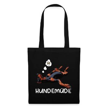 Hundemüde Dobermann Dobermannbesitzer Dobermänner - Stoffbeutel - Schwarz - Vorne