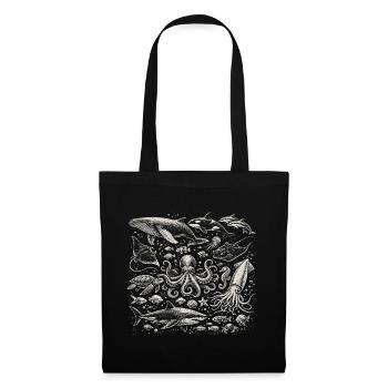 Vintage Ocean: Sea Animal Engraving - Tote Bag - black - Front
