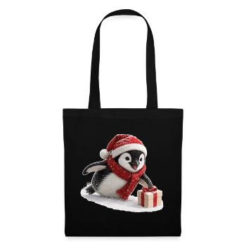 Weihnachts Pinguin - Stoffbeutel - Schwarz - Vorne