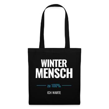 Winter Mensch zu 100% Ich warte - Stoffbeutel - Schwarz - Vorne