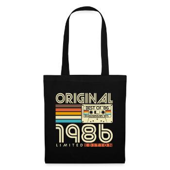 Original 1986 Jahrgang Vintage Geburtstag Retro - Stoffbeutel - Schwarz - Vorne