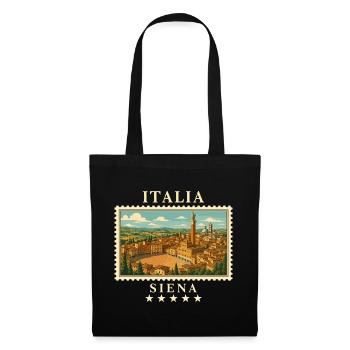 Italien Siena Vintage Reisemarke - Stoffbeutel - Schwarz - Vorne