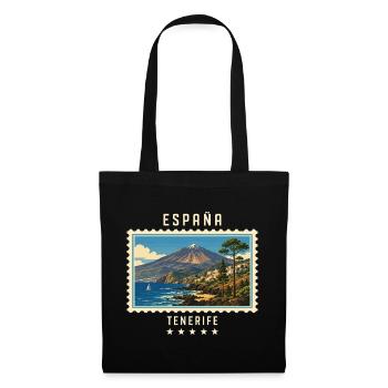 Spanien Teneriffa Vintage Reisemarke - Stoffbeutel - Schwarz - Vorne